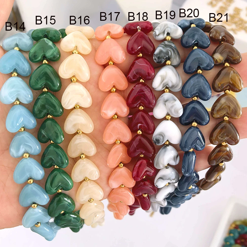Herz-Halskette für Damen, Choker, Liebes-Harz-Acrylperlen-Kette, Glänzend, Vintage, DIY, Goldfarben, Edelstahl, Wasserdicht, Großhandel – Detail 5