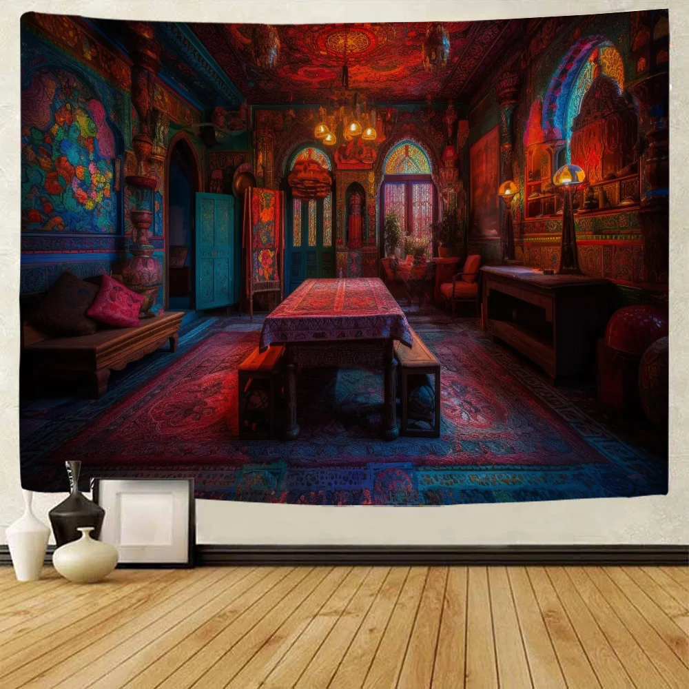 

Vintage patterned tapestry wall hanging Bohemian dreamy background poster home wall decoration bed sheet beach mat yoga mat