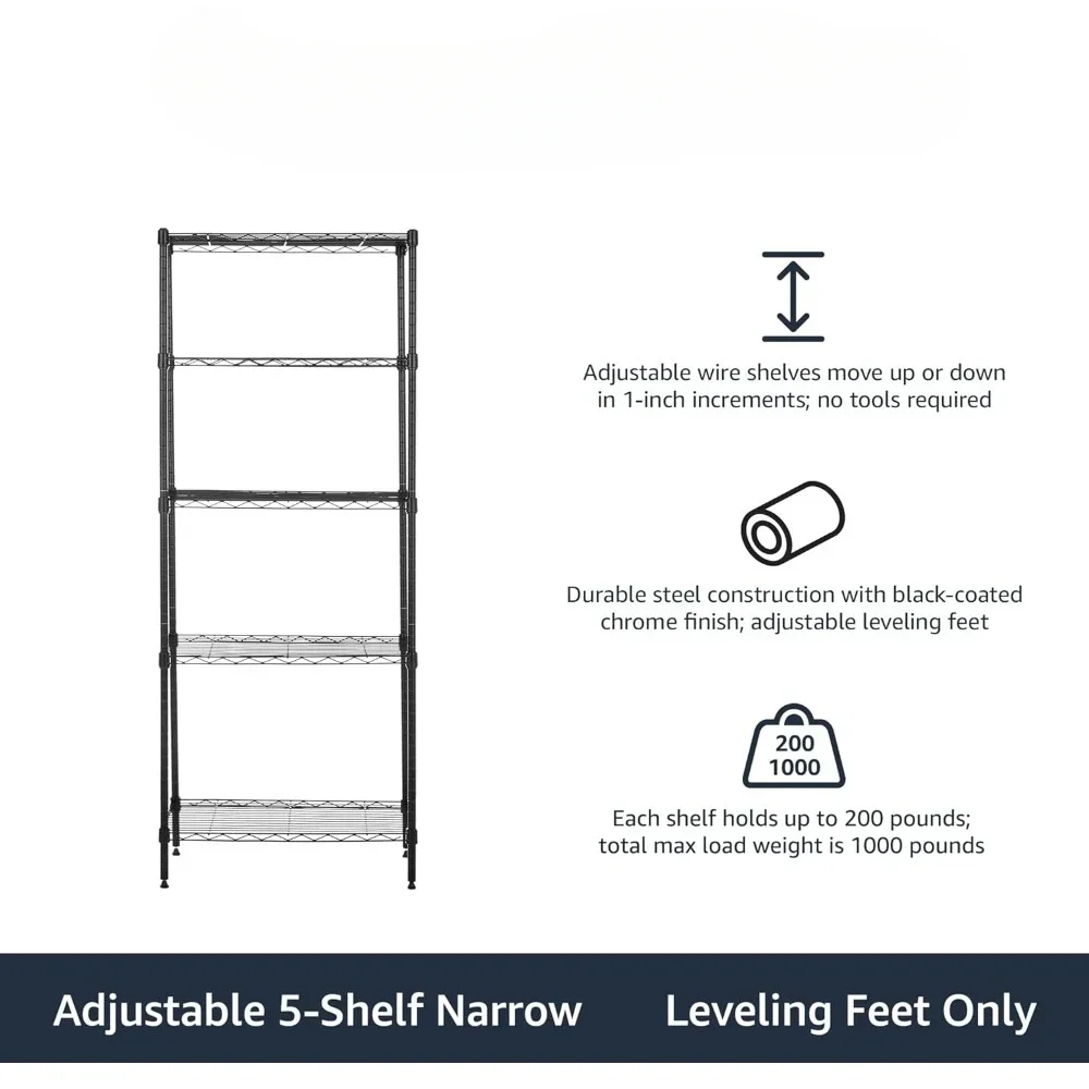 -Shelf Adjustable, Storage Shelving Unit, (200 Pound Loading Capacity per Shelf), Steel Organizer Wire Rack, 13.4x23.2