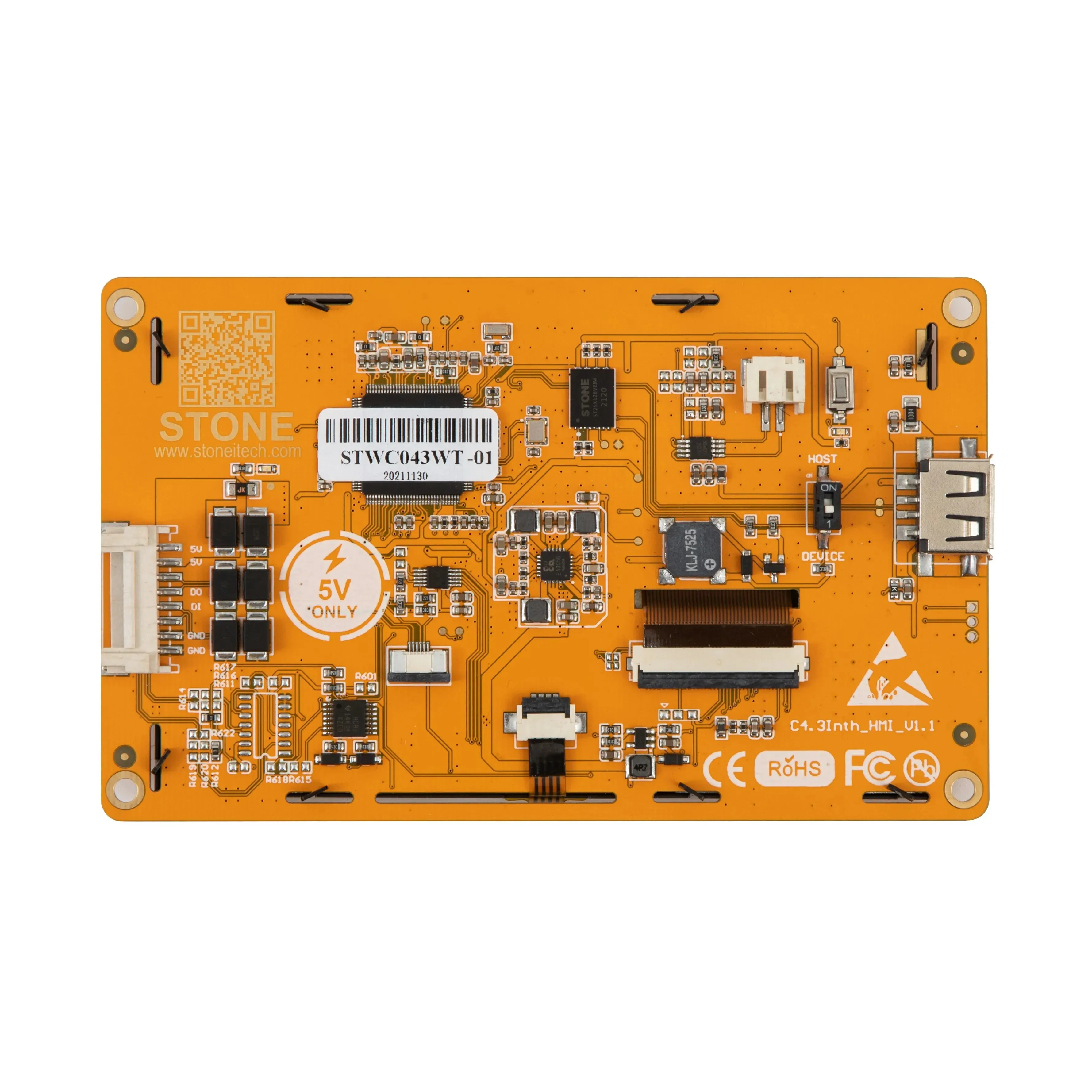 Stone  4.3 inch TFT LCD Module ANY MCU via Simple Powerful Command Set 128MB of flash memory for HMI projects