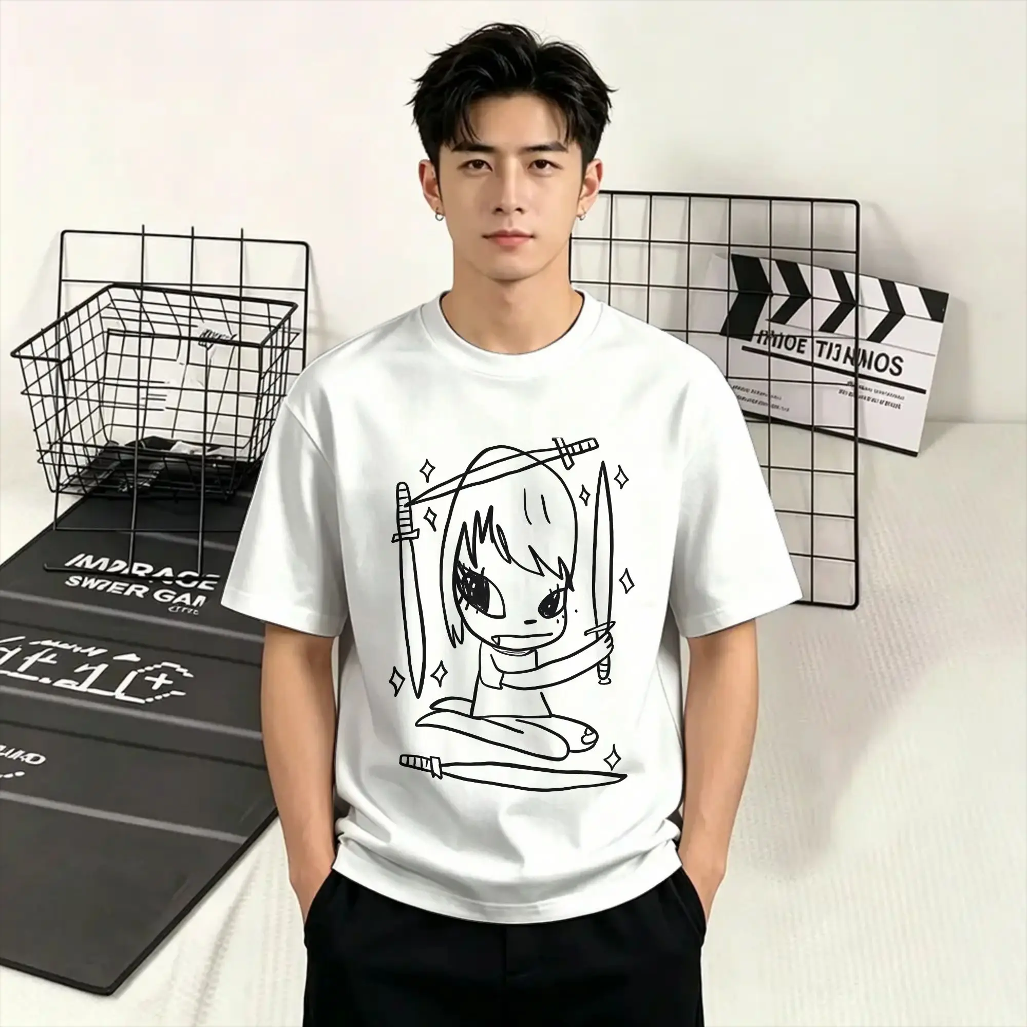 Streetwear T Shirt Summer Yoshitomo Nara Fashion T-Shirts  Cotton Tee Shirt for Men Awesome Plus Size Short Sleeve Tops