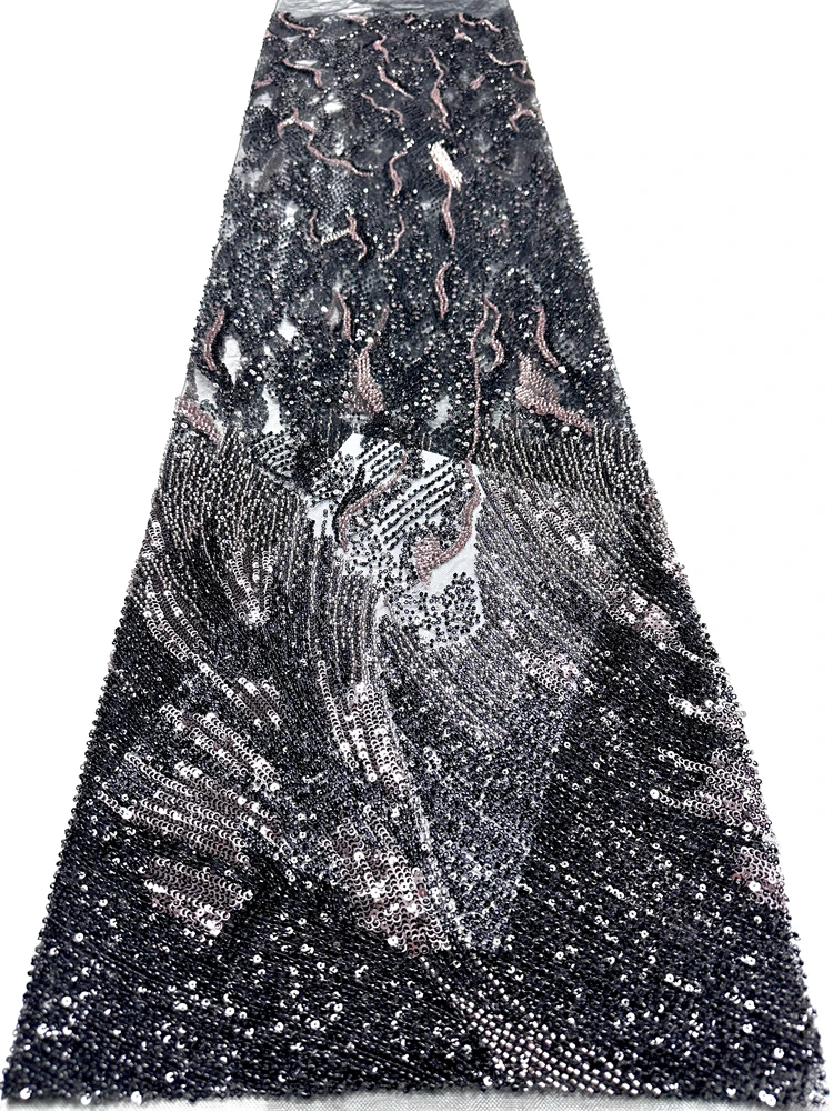 

Роскошная африканская сетчатая кружевная ткань с бисером 2026 года, вышивка бисером и пайетками, французское тюлевое кружево для нигерийских свадебных и праздничных платьев