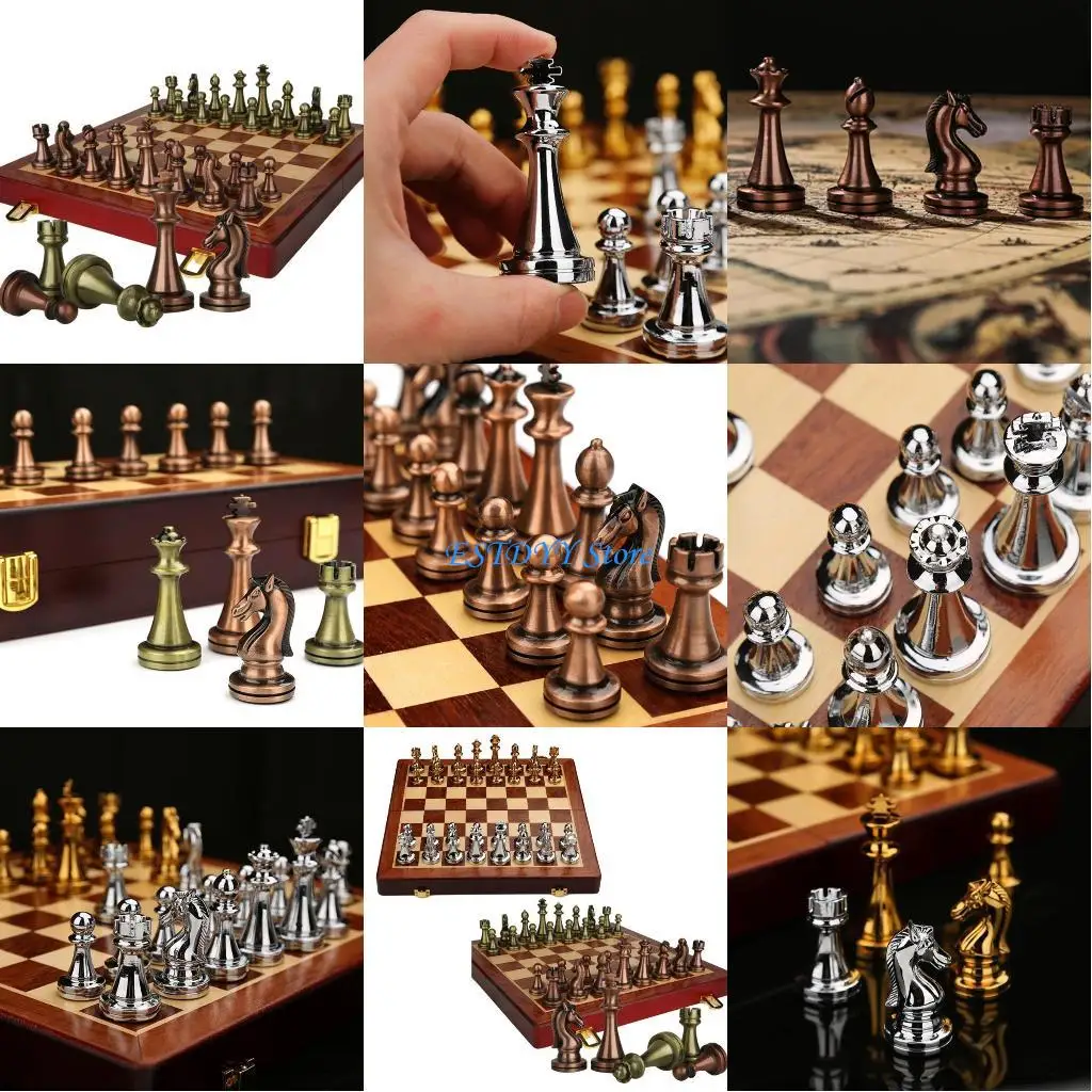 

G6DE Folding Chess Board Set Educational Strategy Game Chesspiece Set for Kids Adult