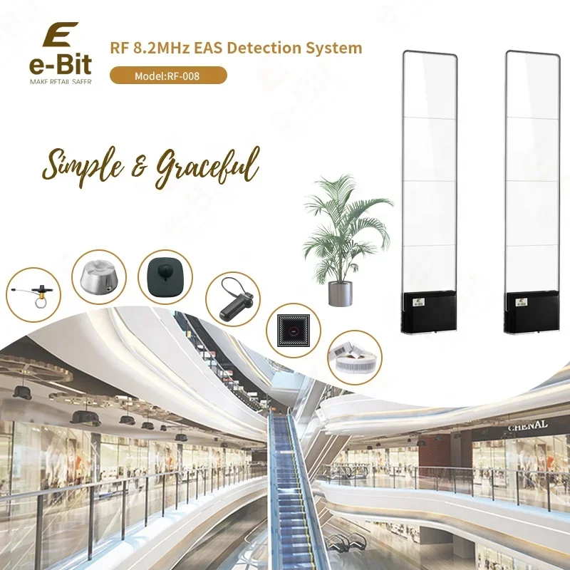 Sistema antirrobo de supermercado acrílico de moda, suministro directo de fábrica, puerta de seguridad, sistema de detección RF EAS de 8,2 MHz para tienda minorista