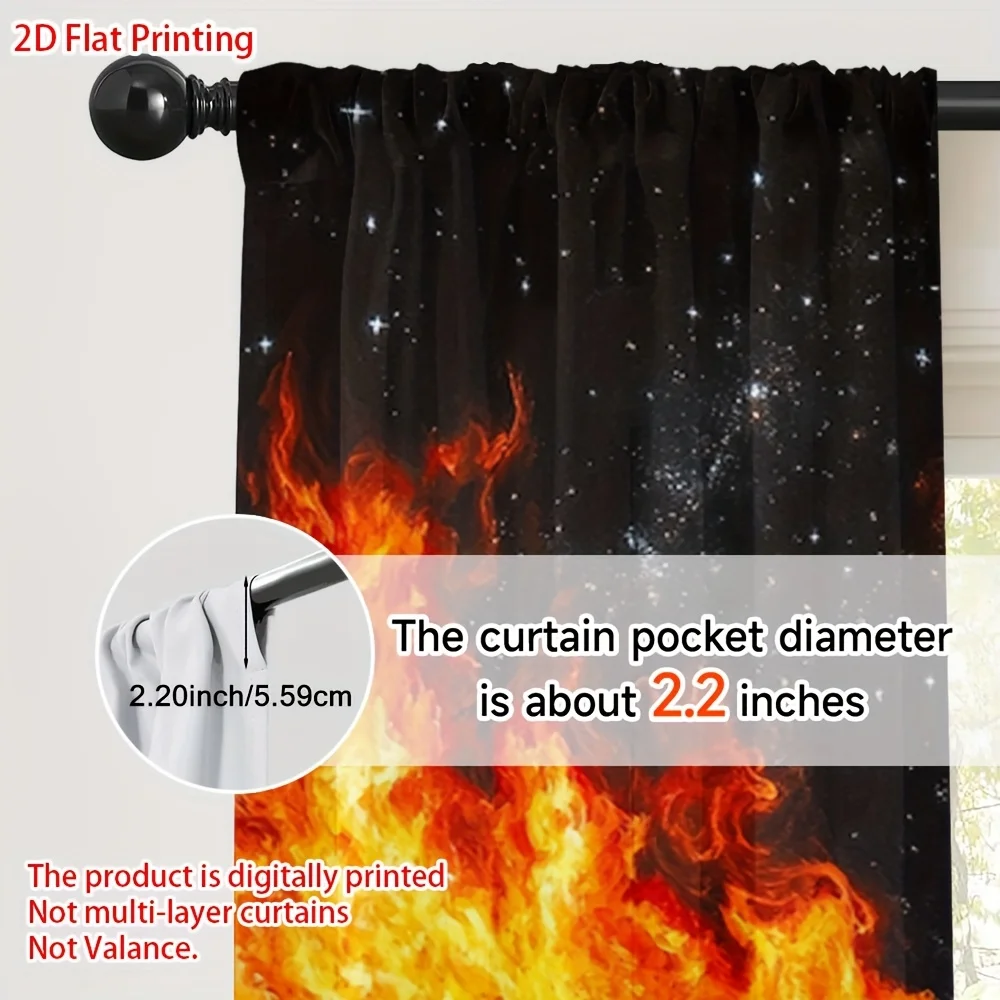 Flame and glacier sports cars Print Drapes Room Darkening Window Curtains for Home Decor,Rod Pocket Blackout Curtains Bedroom