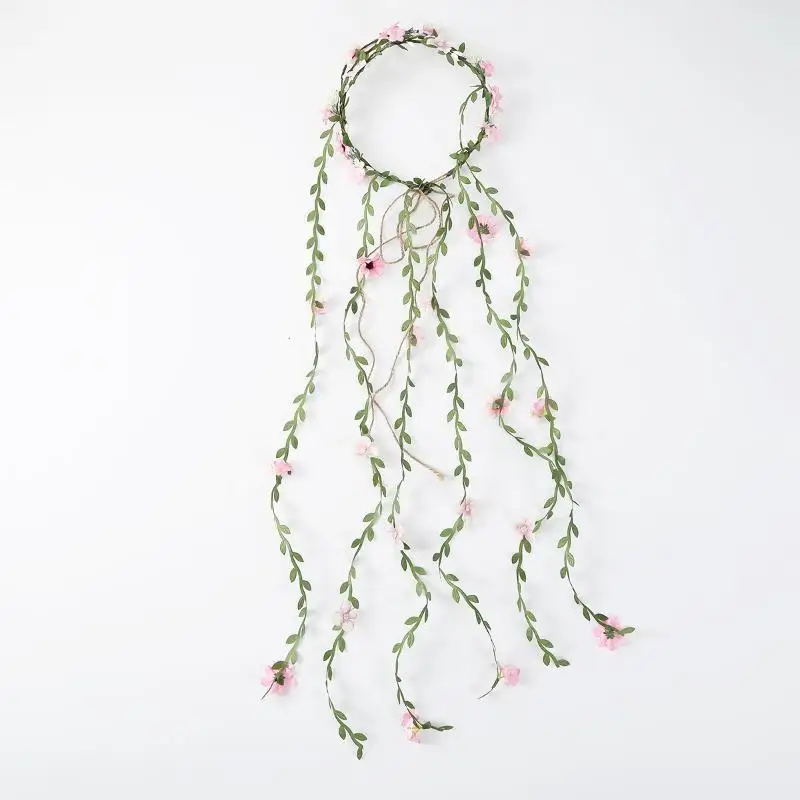 Bohe Blumenranke Haarband Künstlicher Blumenkranz Quasten-Haaraccessoires – Detail 5