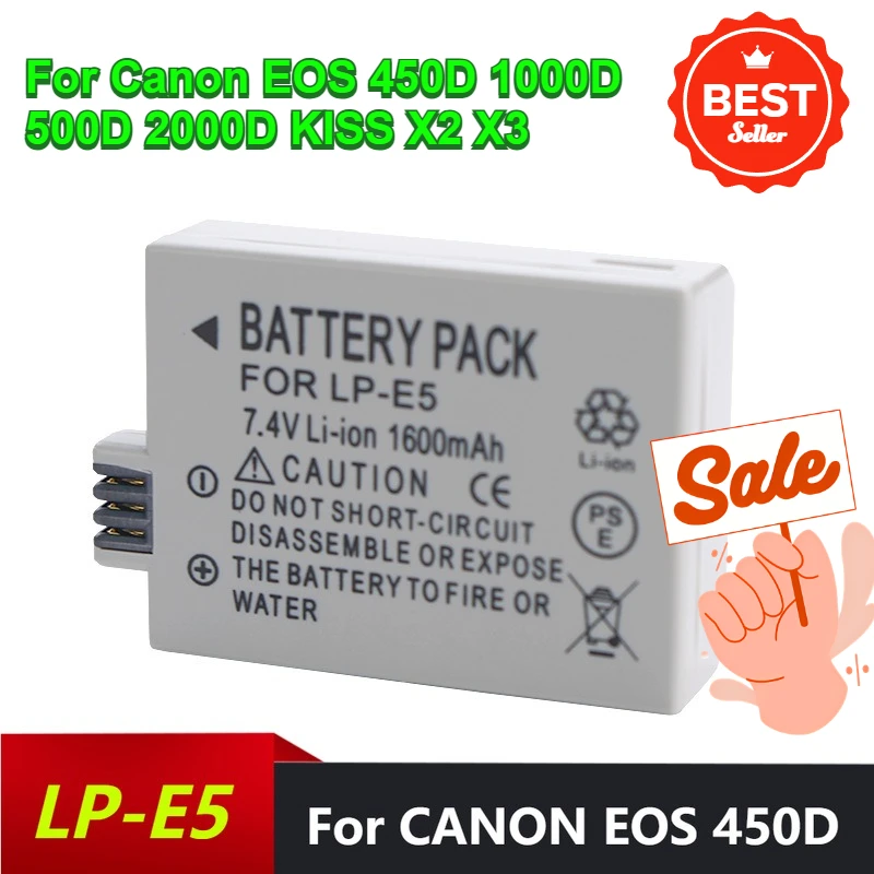 

New 7.4V 1600mAh LP-E5 Battery Is Suitable for Canon Cameras EOS 450D 1000D 500D 2000D KISS X2 X3