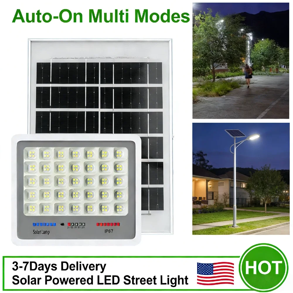 

Солнечные уличные прожекторы LED с автоматическим включением, несколькими режимами, дистанционным управлением, водонепроницаемые IP67 для сада и двора