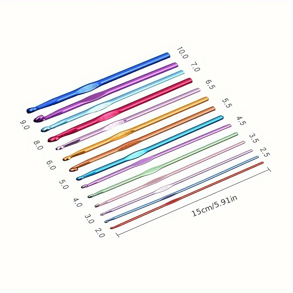 8pcs Random Color Metal Crochet hooks Ergonomic Crochet Hooks Colorful Aluminum Crochet Needle Yarn Hooks for DIY Apparel Needle