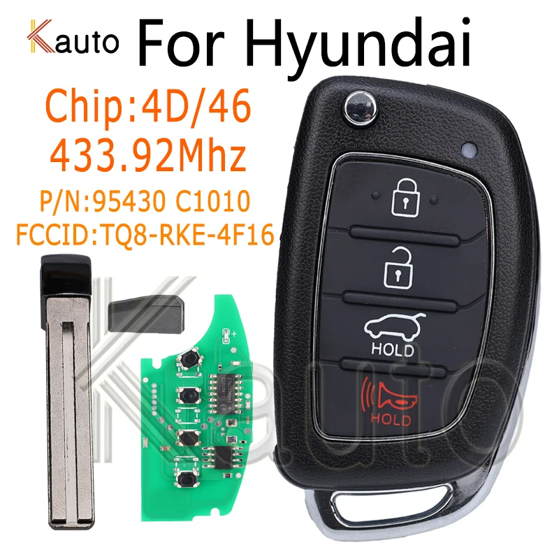 Smart Car Key 433MHz TQ8-RKE-4F16 95430-C1010 For Hyundai Sonata 2014 2015 2016 2017 2018 ID46/4D60 Chip Auto Flip Remote Key