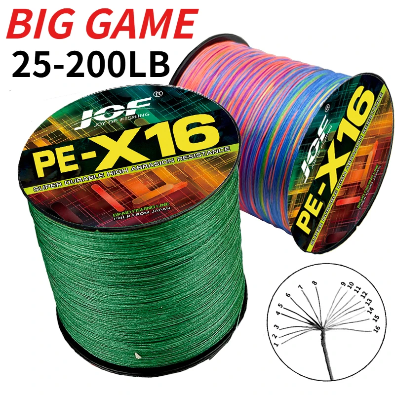 500M 16 Strands Braided Fishing Line Extreme Strong 25/32/40/55/68/80/100/125/140/161/200LB Hollow Core Multifilament Main Wire