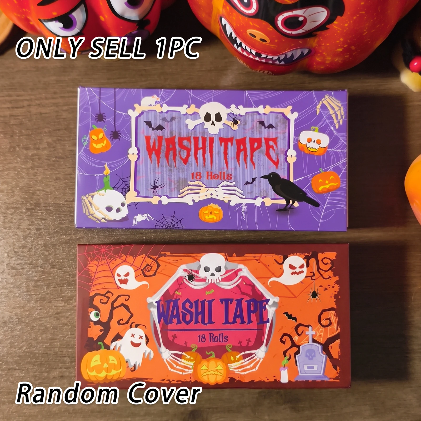Random Cover 18 Rolls Halloween Washi Tape Set, Pumpkin Decorative Tape for Journaling Supplies, Scrapbooking, DIY Arts & Crafts