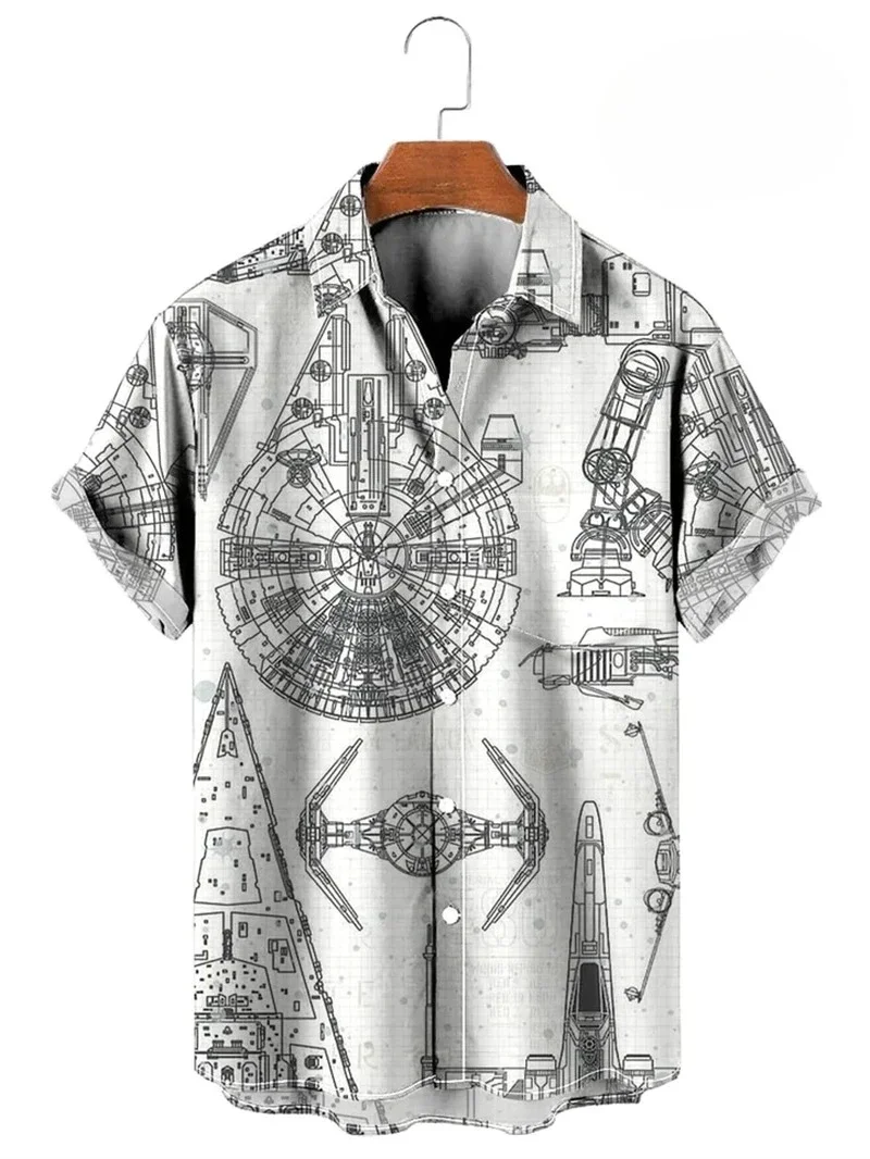 3D Printed Shirt Mens Vintage Hawaiian Graphic Short Sleeve Button Down Casual Summer Retro Map Compass Loose Holiday Nautical