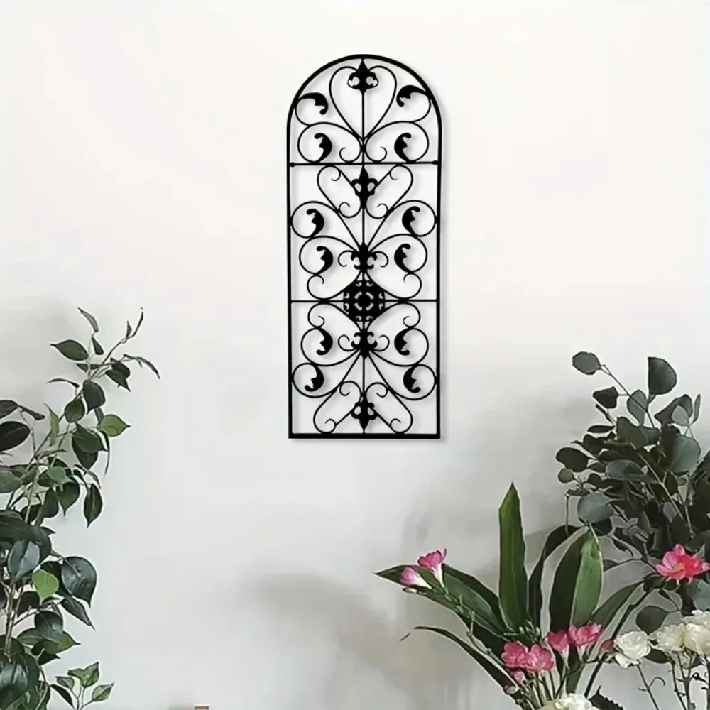 Victorian Arch Metal Wall Art Black Golden Iron Sign Elegant Decor For Dining Room Lounge Sturdy Craft Wall Ornament