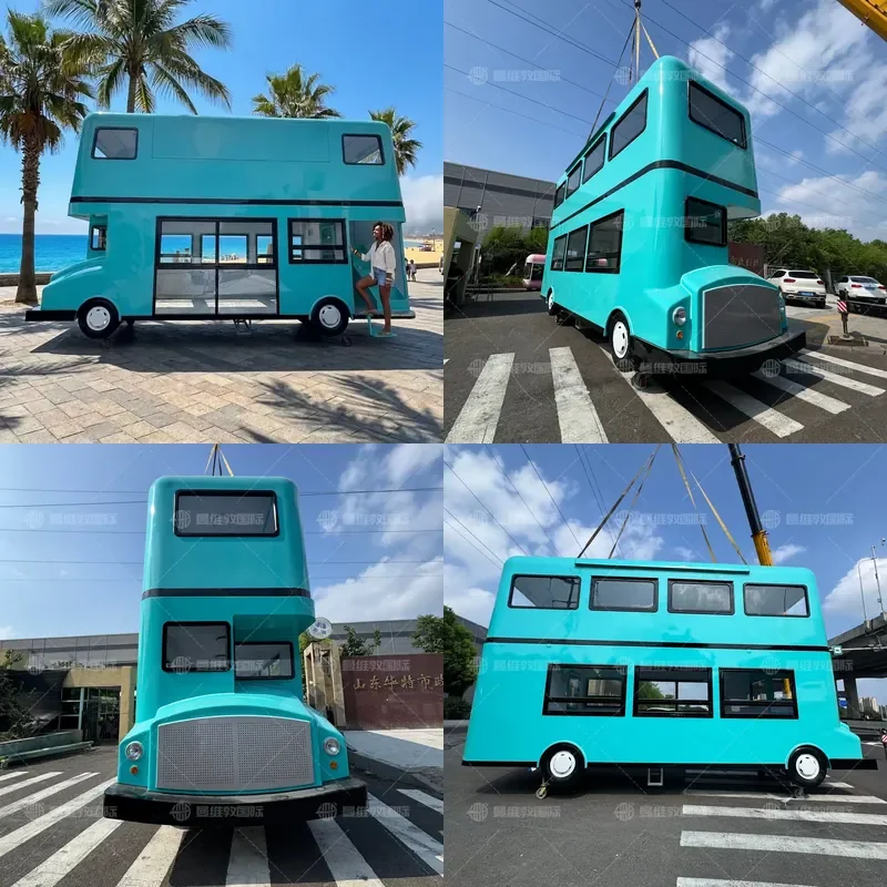 for Food Truck Double Decker Bus Mobile Catering Vehicle Commercial Kitchen on Wheels High Capacity Street Food Business