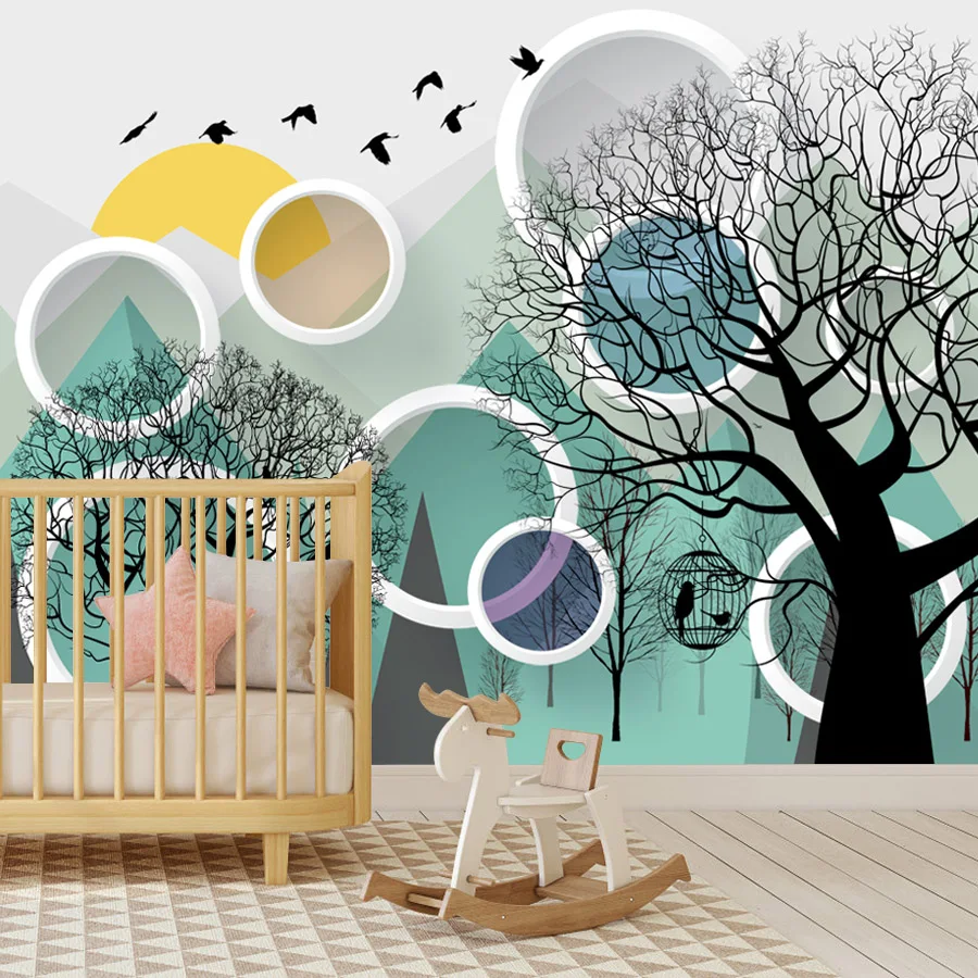 

Пользовательские обои Peel and Stick для гостиной, контактные обои, детская спальня, горные деревья, ремонт мебели, настенная печать