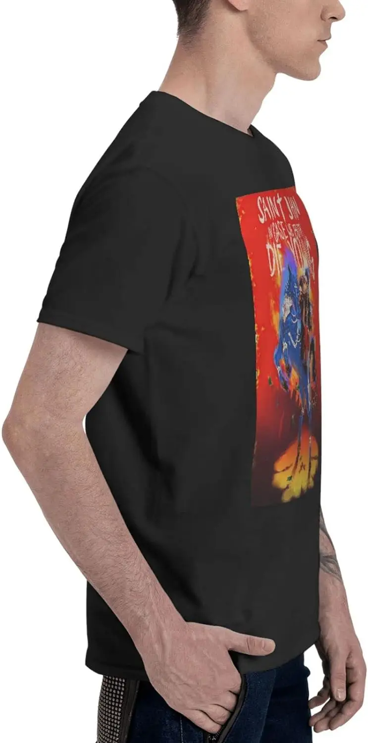 Men's T Shirt Cotton Graphic Short Sleeve Tees Shirt Black