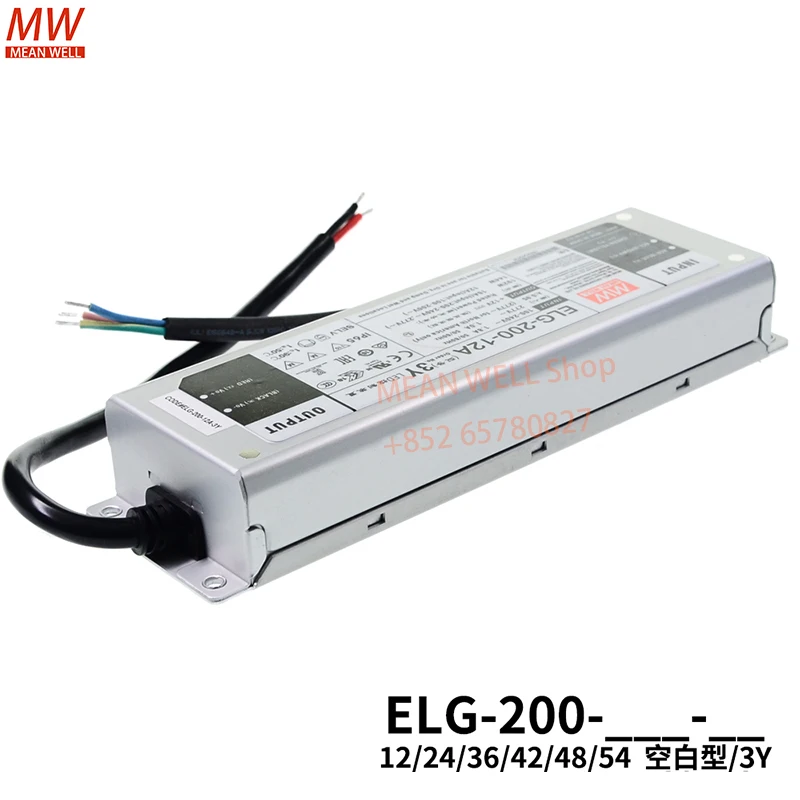

Оригинальный водонепроницаемый светодиодный привод постоянного тока MEAN WELL ELG-200 12/24/36/42/48/54 Импульсный источник питания A/B/DA ELG-200-36A-3Y