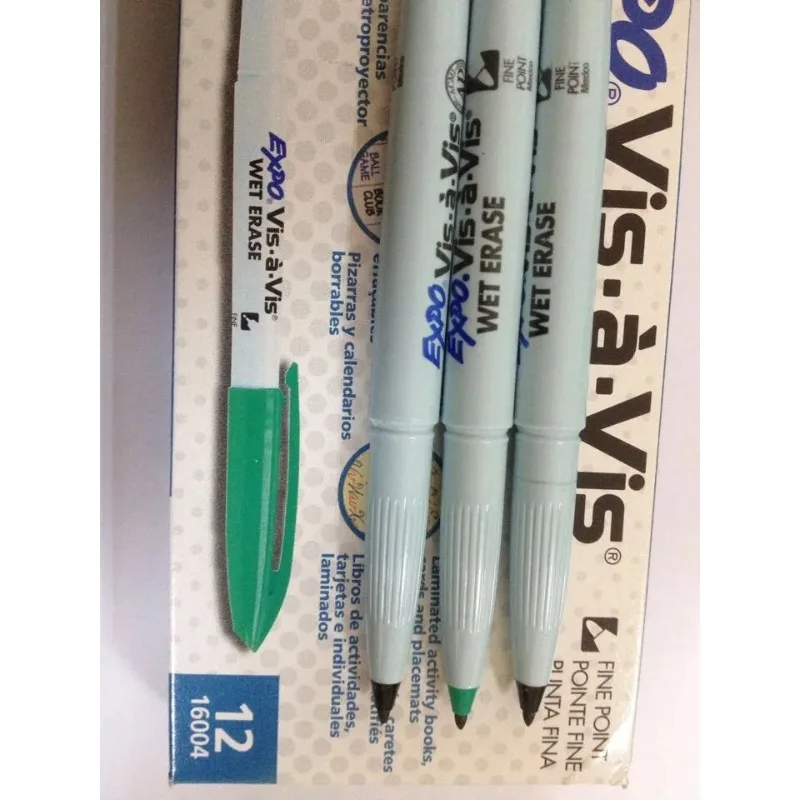 3 قطعة Sharpie EXPO 16074 Vis-A-Vis علامات مائية للمسح الرطب لفيلم PCB نقطة دقيقة قلم تحديد أسود أخضر أزرق أحمر