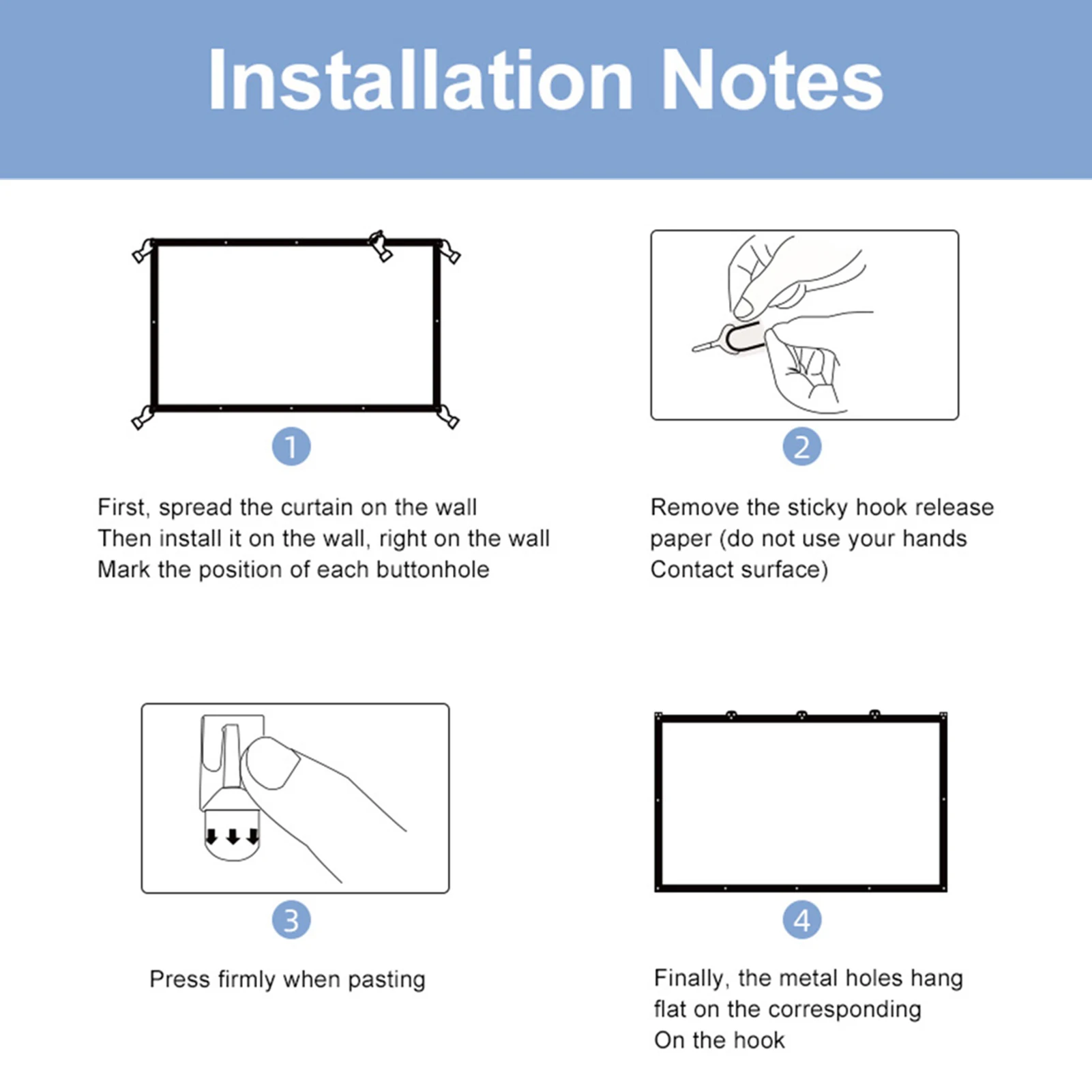 شاشة عرض 150 بوصة 16:9 HD 4K قابلة للطي محمولة مزدوجة الجوانب ستارة شاشة فيلم مضادة للتجاعيد مع خطافات
