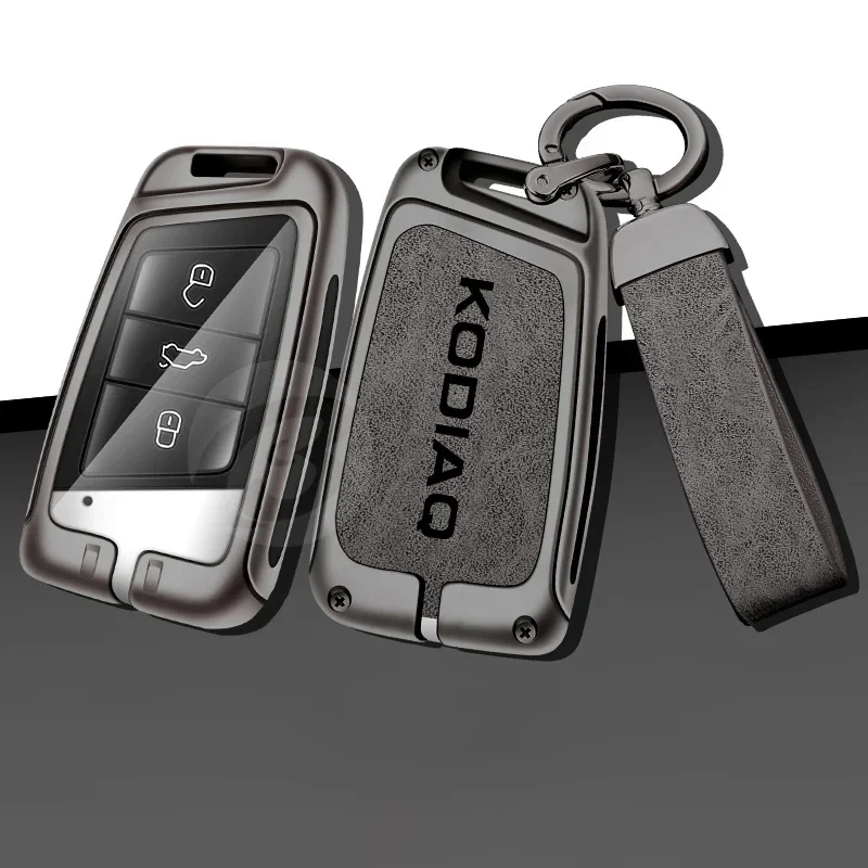 

Zinc Alloy Car Remote Control Key Case Cover Holder Shell Fob for Skoda Kodiaq Protection Key Chain Buckle Keyless Accessories