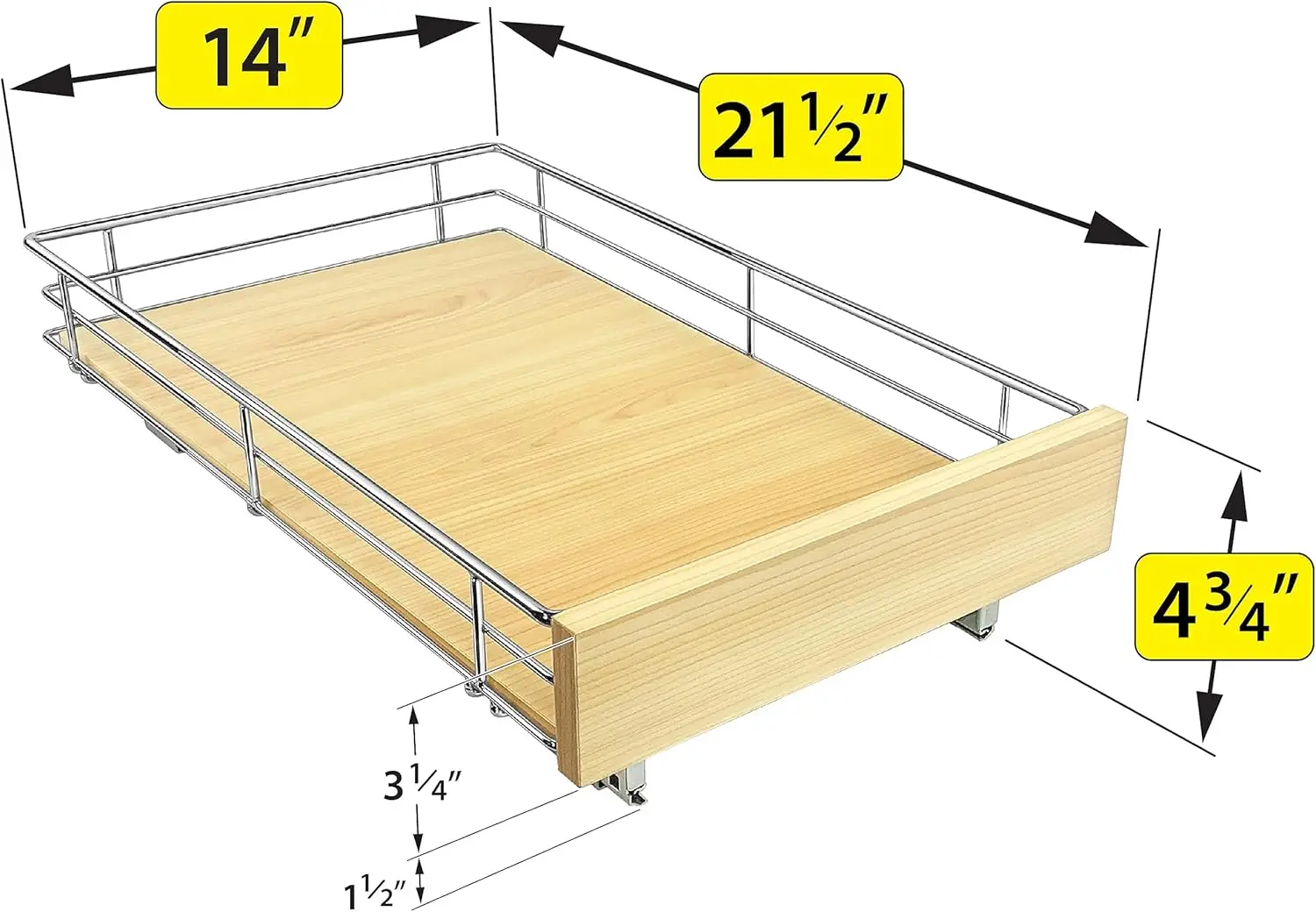 Pull Out Cabinet Organizer, 14" x 21" Slide Out Drawers for Kitchen Cabinets - Sliding Pull-Out Pantry Shelves