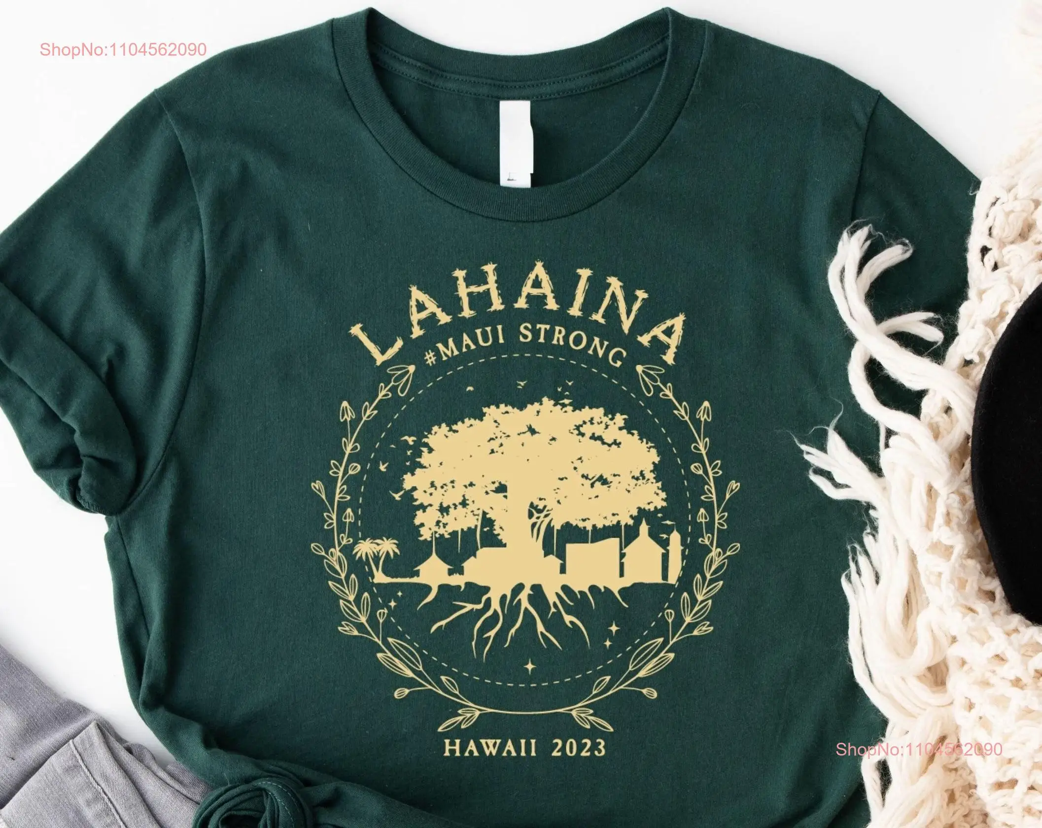 Maui Strong T Shirt Lahaina Banyan Tree Golden Support Fire Relief Hawaii Shoreline Victim Fundraiser Gold