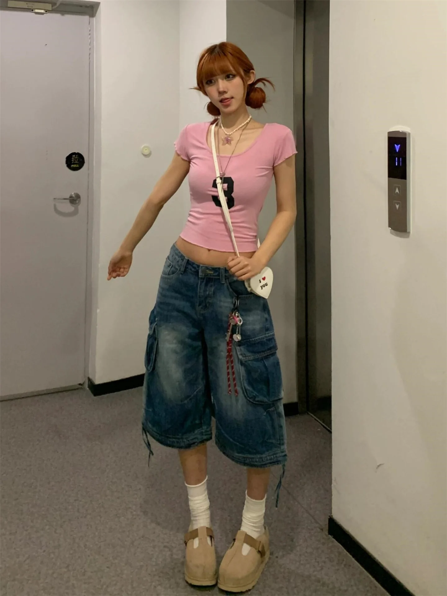 

Retro American Street Blue Hot Girl Wide Leg Jeans Women Summer Loose Slim Multi Pocket Workwear Pants Cotton Soft Natural Waist