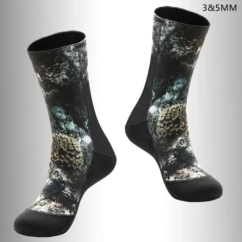 3-5mm diving socks coral camouflage neoprene anti slip beach socks warm waterproof wet suit men spearfishing  scuba buceo kayak