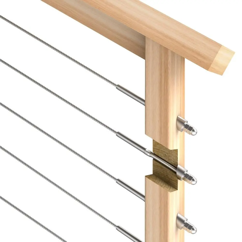 New Stainless Steel Cable Railing Stair Ends 1/4
