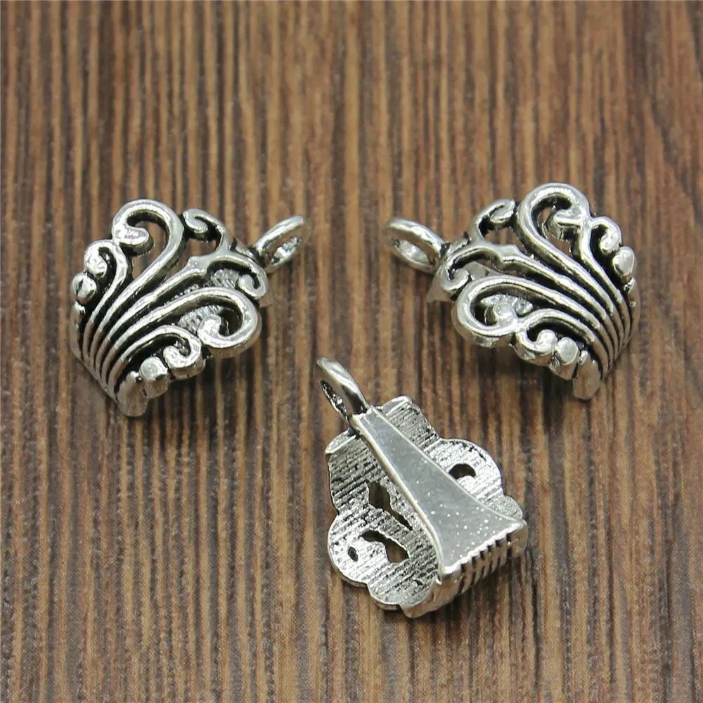 WYSIWYG 10pcs Antique Silver Color Crown Metal Connectors For Charm Bracelet Spacer Beads Metal Jewelry Making