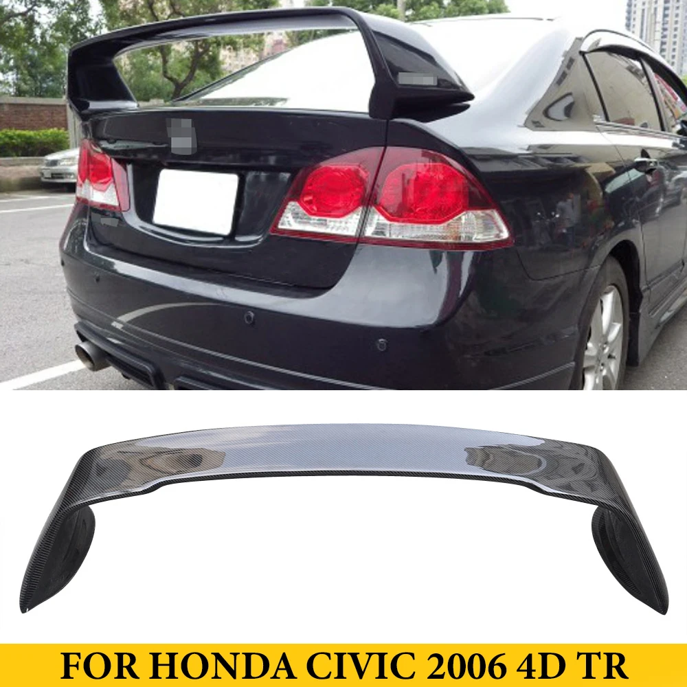 For Honda Civic 4 Doors Type-R 2006UP Carbon Fiber Rear Trunk Spoiler Wing Car Styling