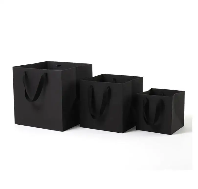 Brown Kraft Flowers Paper Packing Bags Square Paper Bag with Handle Flowers Packing Bag ni133