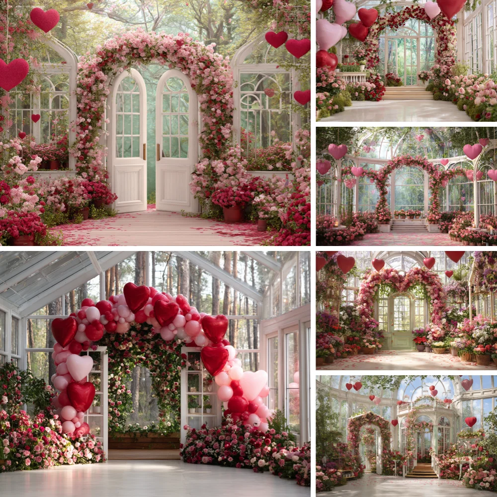 

Valentine'S Day Backdrop Rose Fairy Garden Gate Photo Background Wall Photobooth Props Studio Poster Wedding Decor