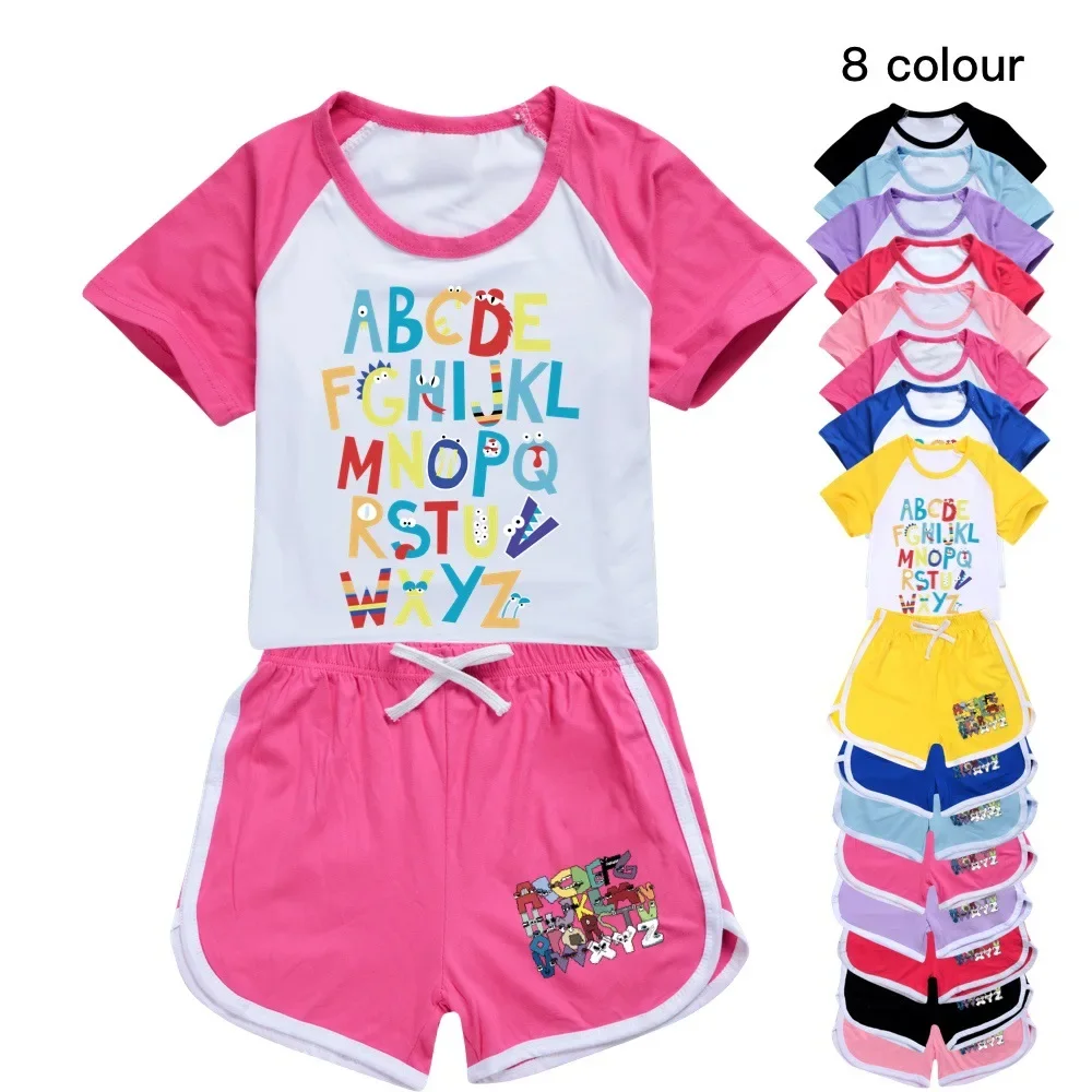 

2024 Summer Kids Sport Casual Clothing Alphabet lore Baby Girls Tops+Shorts Sets Boys Cosplays Costumes Children Tracksuits