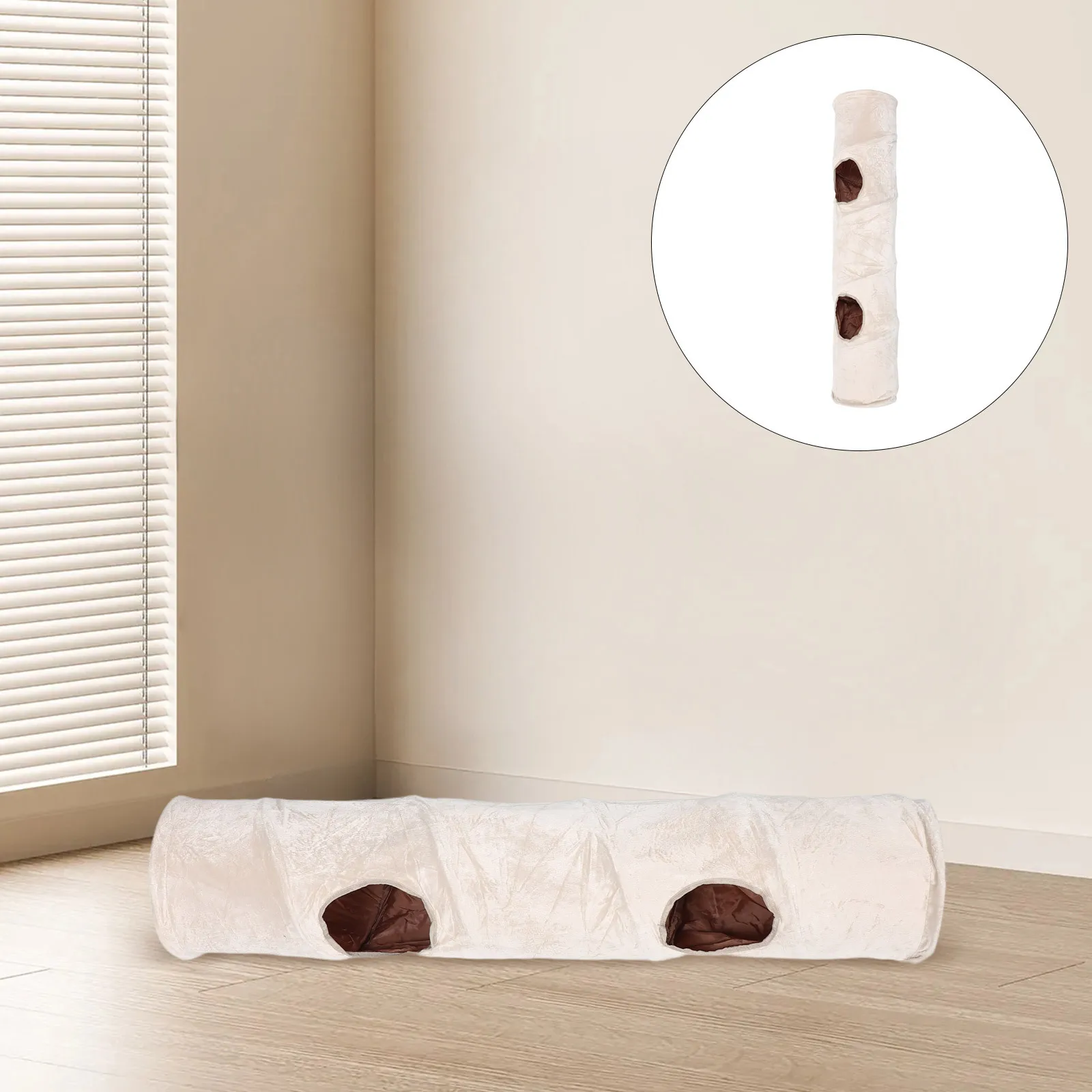 

Cat Tunnels for Indoor Cats Soft Straight Tunnel Hideout Cave Tube Ball 2 Holes Indoor Pet Activity Exploration Sleep Hideaway