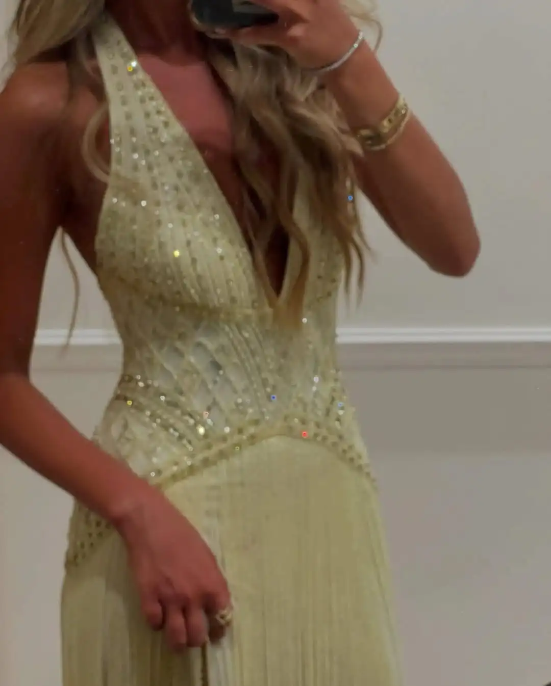 Design Fashion Luxury Halter Crystal Beading Sequins Glitter Evening Dress Sexy V Neck Backless Tassel Prom Wedding Party Gown