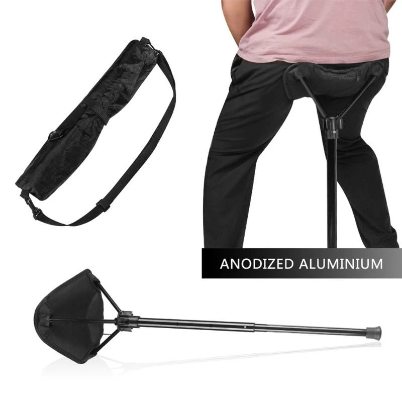 Adjustable Telescopic Folding Stool Portable Single Leg High Chair Tall Slacker Chair for Outdoor Camping Walking