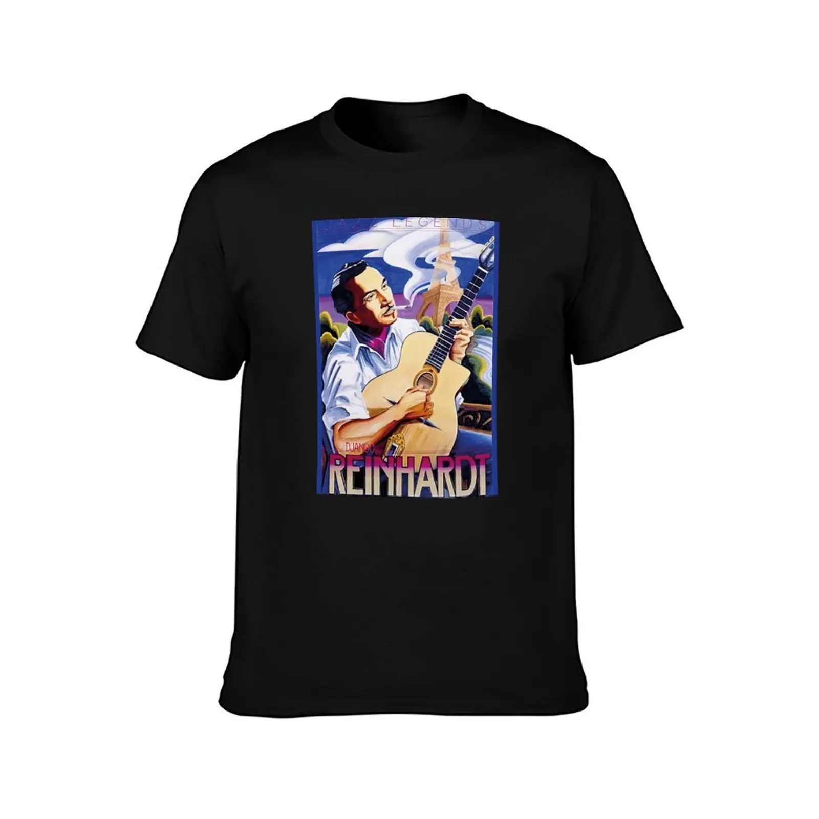 Django Reinhardt Jazz Legend T-Shirt, Summer Casual Cotton Tee, Oversized Streetwear Tops, Vintage Graphic Print, 100% Cotton