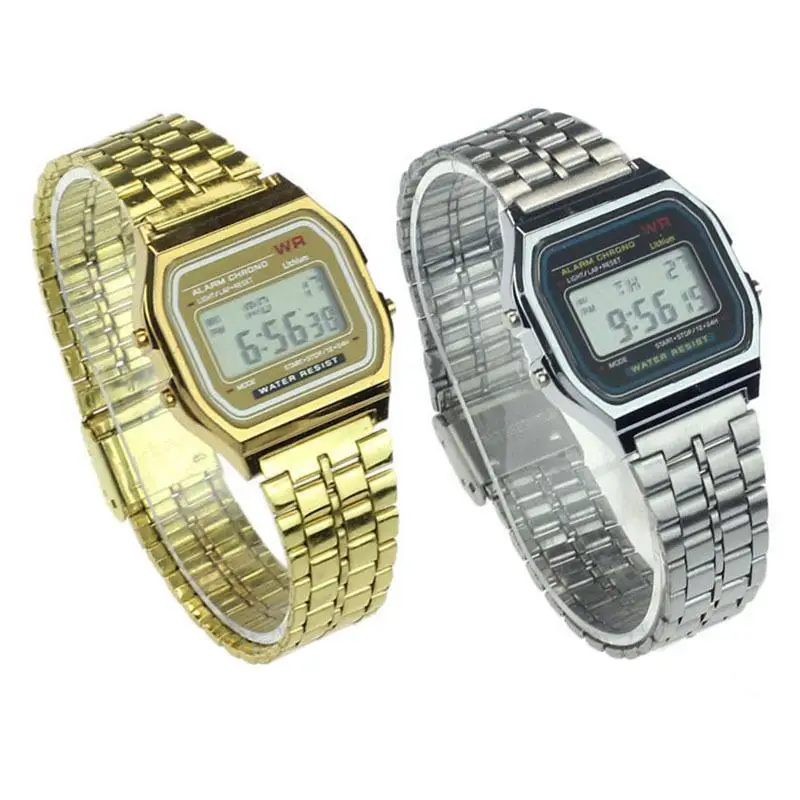 Klassische Herren-Digitaluhren, luxuriöses Edelstahlarmband, Sportuhren, Herren, Militäruhr, LED-Sport-Armbanduhr