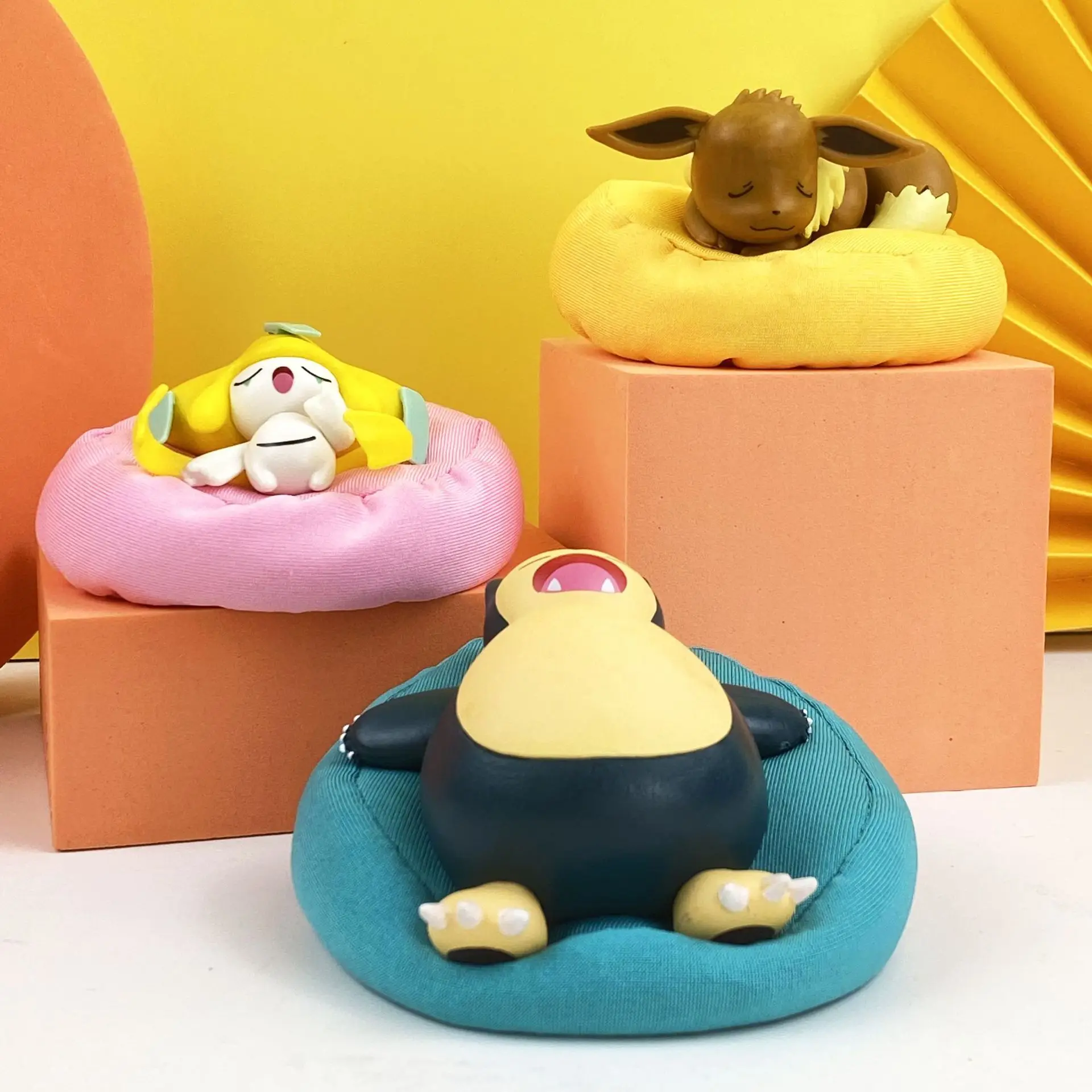 Cartoon Sleep Pillow Pikachu Snorlax Bulbasaur Anime Figures PVC Model Toys Q Version Dolls Cute Plush Bedroom Decor Kids Gift