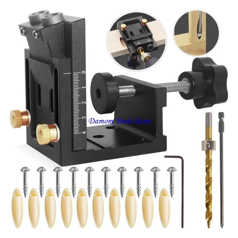 57BE Woodworking Doweling Jig Set Set Heal Hole Locator دليل تحديد موقع الأثاث
