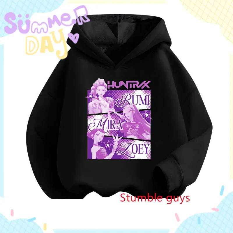 

Boys' Kpop Demon Hunters Hoodie Autumn Rumi Anime Warm Soft Daily Wear Girls Comfortable Hooded Sweatshirt​