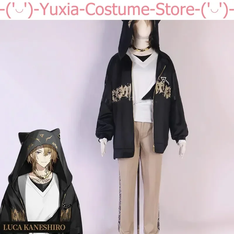 Vtuber Luxiem Nijisanji Luca Kaneshiro New Clothes Game Suit Cat Ears Coat Cosplay Costume Halloween Party Outfit