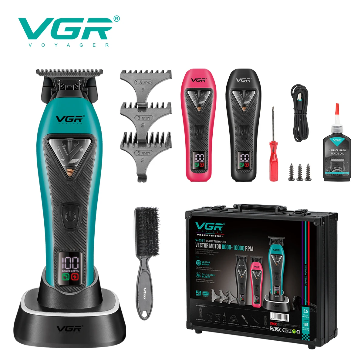 

VGR V-035T new magnetic levitation electric hair clipper high-end oil head carving hair clipper 10000 RPM high-end push shear