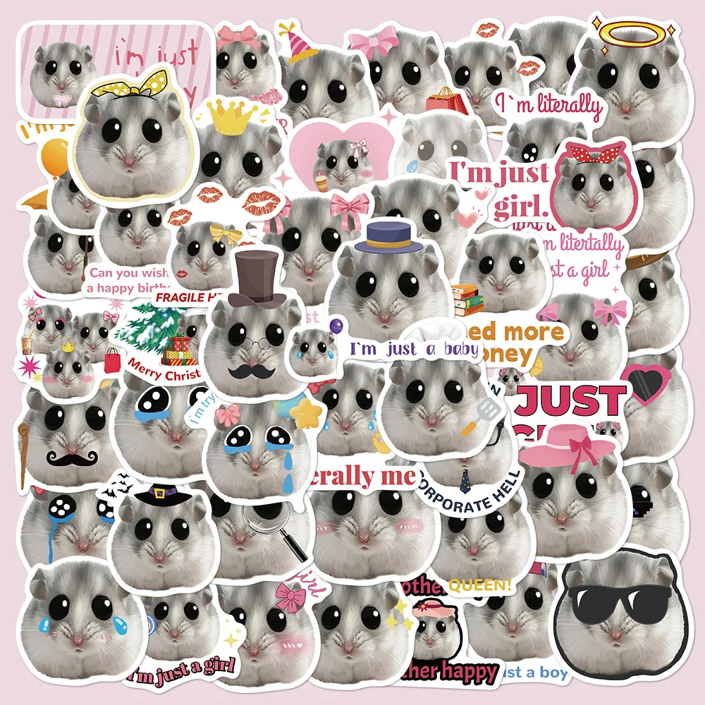 

10/50PCS Cute Hamster Funny Meme Graffiti Sticker Cartoon Cute Graffiti Decal Toy Gift for Stationery Box Water Cup Water Cup