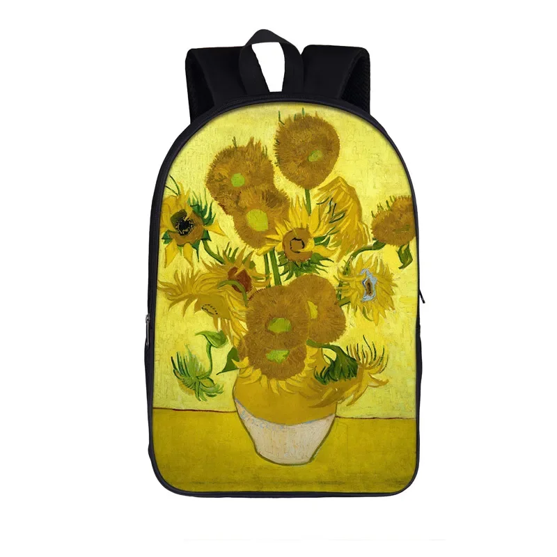 Van Gogh Starry Night Sunflower Backpack para homens e mulheres, sacos de viagem para crianças, mochilas escolares para meninos e meninas adolescentes, mochila para laptop