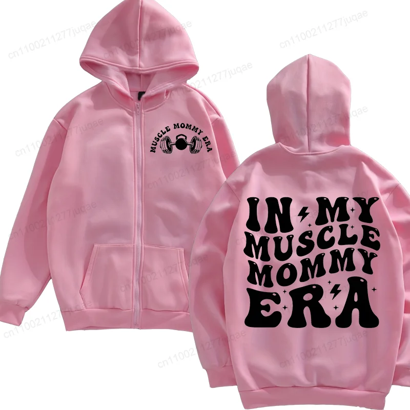 

Толстовки на молнии Muscle Mommy, повседневные толстовки с капюшоном для мужчин и женщин, уличная одежда в стиле хип-хоп, забавная куртка на молнии для бодибилдинга, пальто Y2K