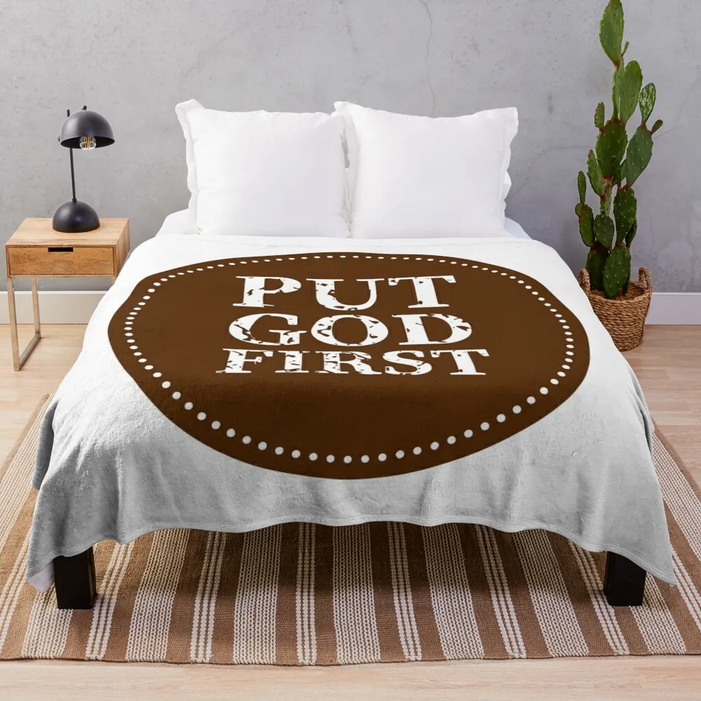 Put God First ,Bible Verse ,Christian Gospel Quotes, Inspirational Christian Woman Design Throw Blanket Retros Blankets