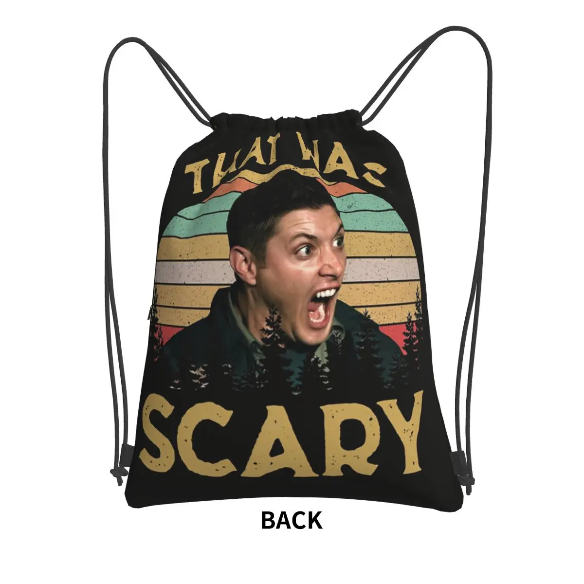Jensen Ackles Dean Winchester Supernatural That Was Scary Backpacks Casual Drawstring Bags Sports Bag Book Bags for Man Woman